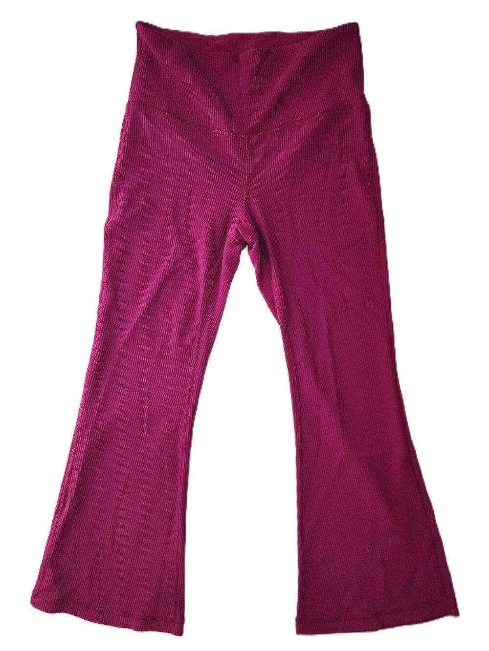 Athleta Elation Rib Crop Flare Leggings Magenta Pink Ribbed Yoga Pants Medium
